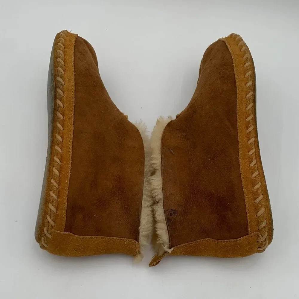 L.L. Bean suede leather wool lined moccasin style slippers Mens size 7 Woman 9